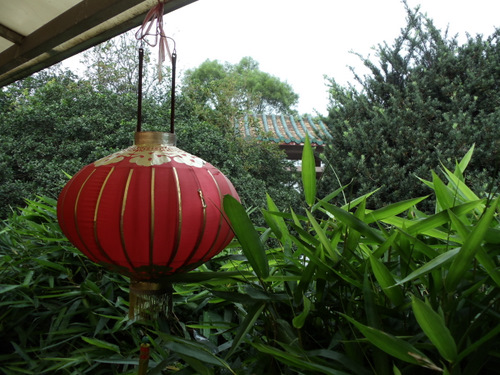 A lamp hanging outside Guangzhou Tower.
